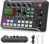 BOMGE Professional Audio Mixer SINWE Live Sound Card and Audio Interface with DJ Mixer Effects and Voice ChangerPodcast Production Studio Equipment Prefect for Streaming/Podcasting/Gaming