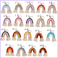 Rainl for Creative Tassel Macrame Keyrings for Key Holder Weaving Rainbow Pendant Keychain Jewelry for School Backpack H