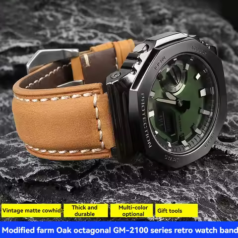 24*16mm Genuine Leather Watch Band for Casio G-Shock GA2100/GA2110/GM2100 | CasiOak Style Modified S
