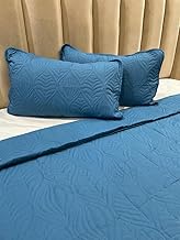 Ultrasonic Duvet Cotton Solid Color Bed Sheet Quilt Bedspread with 2 King Pillowcases 90 x 98 Inch -