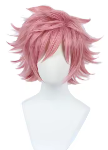 Anime Cosplay Wig Short Halloween Costume Hero Wig Pink For Fairy Tail Natsu Dragnee Wigs Party