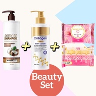 SweetCandi~3in1 Beauty Set Coconut Oil Shampooo & Collagen Whitening Body Lotion & G21 Combo Soap