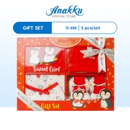 Anakku [0-6M] Newborn Baby Girl Penguin Gift Set | Set Hadiah Bayi Perempuan [5pcs/set] EAK755-1