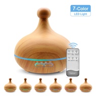 Popular400mlWood Grain Pointed Aroma Diffuser Household Colorful Ultrasonic Humidifier Essential Oil Diffuser