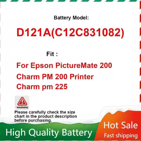 High Performance D121A C12C831082 For Epson Picturemate 200 Charm PM Printer 225 Photo Battery 1450M