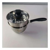 National Style Milk Pot with Steaming Rack Steamer Food Supplement Thickened Compound Bottom Stainless Steel Oven Mitts Soup Pot Household Hot Milk 18cm