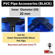 WAJA 20mm Black pvc pipe Black pvc Tee Black Pvc elbow hitam Tee hitam pipe hitam