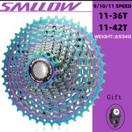 ☄SMLLOW Bike Cassette Bike Flywheel Rainbow Cassette 9/10/11 Speed 11-36T/11-42T Mountain Bike Sproc