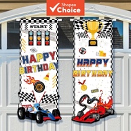 Racing Birthday Porch Sign – Hanging Door Banner – Fast 1st 2nd 3rd 4th 5th Celebration – Welcome Ra