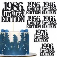 1pc Limited Edition 1936/1946/1956/1966/1976/1986/1996 Birthday Cake Topper, Sparkling 90th/80th/70t