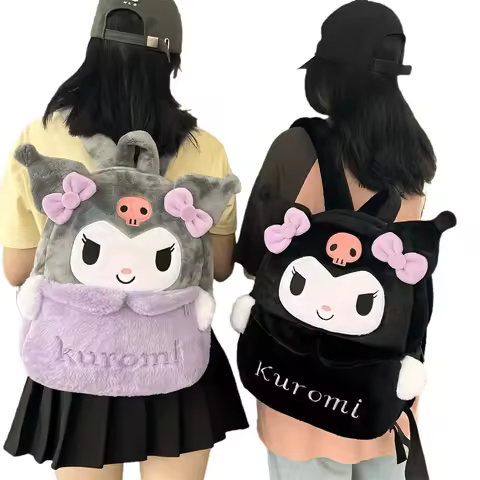 38CM New Sanrio Plush Stuffed Backpack Cute Kuromi Hello Kitty Plush Backpack Student Backpack Girlf
