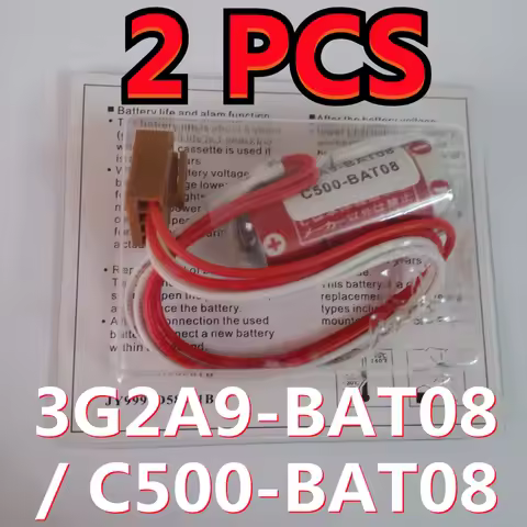 (New Date) 2PCS Original Battery C500-BAT08 3G2A9-BAT08 3.6V PLC Lithium Battery With Plugs Connecto