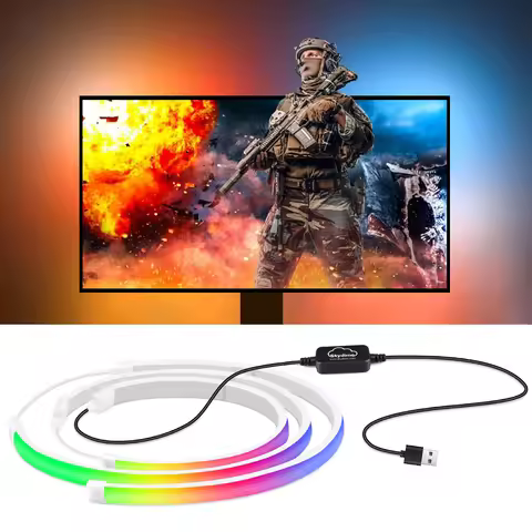 RGBIC Computer Display Screen Ambient Light USB LED Strip PC Gaming Backlight Decor For 24/27/32/34/