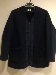 (二手) UNIQLO ENGINEERED GARMENTS 無領外套 S號 刷毛 寬版 FLEECE 雙拉鍊 日系