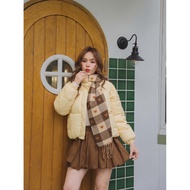 E05 Latte Heart Scarf Winter Brown Cute