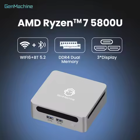 Diy Gaming Computer Genmachine AMD Ryzen 7 5800U Gaming Pc WiFi6, Ultra-Slim for Video Editing & Bro