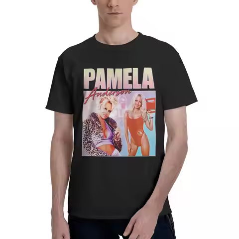 Men T Shirt Pamela Anderson Vintage Gifts Y2K Graphic Crewneck Unisex Clothes T Shirts