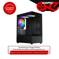Trendsonic Juro Tempered Glass Front & Side Panel Micro ATX Gaming PC Case with 3 RGB Fans