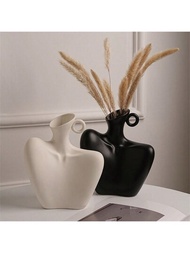 Florero de cerámica de estilo minimalista con diseño de hueso de clavícula corporal, florero de arte de busto de estatua única, florero abstracto moderno para decoración del hogar, centros de mesa, sala de estar, granja rústica, decoración de mesa, decoración de habitación, decoración del hogar