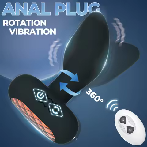 LUVWAKE 360 Rotation Vibrating Adult Toys Anal Plug Vibrating Prostate Massager Remote Control Butt 
