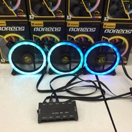 NUBWO nft-212 Riing พัดลม เคส FAN CASE 12 cm RGB LED FAN Concentric Circular เเพ็ก 3 มี controller ป