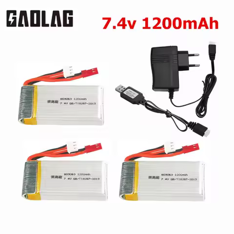 7.4V 1200mAh 2S 803063 30C Lipo Battery For MJX X101 X102 Yi zhang X6 H16 RC Drone Spare Parts 7.4V 