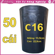 50 Chậu nhựa VĨ HIỀN C16 miệngcao 13.5x22.5cm trồng cây giống ăn trái và hoa siêu bền 77128