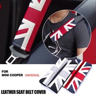2Pcs PU Leather Seat Belt Protective Shoulder Pad Cover Union Jack For Mini Cooper F55 F56 F60 R55 R