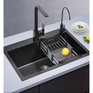 Sink 1 Stainless Steel Hole 304 Nano Black Coating Technology kt60x45cm. Price Hcmc