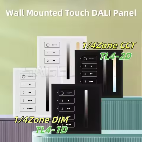 SKYDANCE TL4-1D TL4-2D 1Zone or 4Zone Wall Mounted Touch DALI Panel 1/4DALl address support DT6 dimm