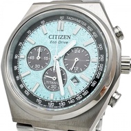 西鐵城/Citizen Zenshin 系列計時碼錶 Eco-Drive CA4610-85M/B620-0097H01 全新未使用腕錶 鈦金屬 太陽能 電波校時 綠松石色錶盤/銀色錶帶 男士 [二手