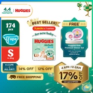 HUGGIES AirSoft Diapers for Newborn Baby S58 (3 packs) Breathable and Soft diaper