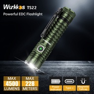 Wurkkos TS22 có thể sạc lại 21700 Đèn pin Led xhp70.3 hcri mạnh mẽ tối đa 4500lm IP68 với sạc ngược