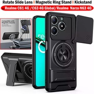 Slide Lens Funda for OPPO Realme C61 C63 4G C17 C85 Pro Case Magnetic Ring Cover for Realme Narzo N6