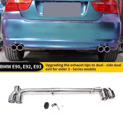 Stainless Steel Exhaust Tip Double Out Car Exhaust Pipe Muffler Tail For BMW E90 E92 E93 bodykit in