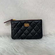 Chanel 黑皮復古金釦2.55一字零錢包