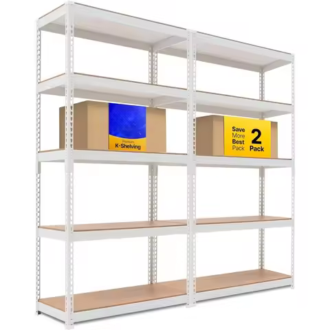 5 Tier Storage Shelves Adjustable Laminated Boltless Garage Metal Shelving Unit Heavy Duty Utility R