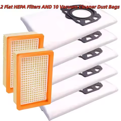 2 HEPA Filters & 10 Dust Bags Kit Compatible with Karcher WD4 WD5 WD6 MV4 MV5 MV6 Vacuums