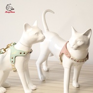 PU Pi Cat Dog Diamond Chest Back Set Small Dog Traction Rope High-value Outing Walking Dog Rope Pet 