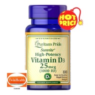 (วิตามินดี)  Puritan's Pride Vitamin D3 25 mcg (1000 IU) / 100 Softgels