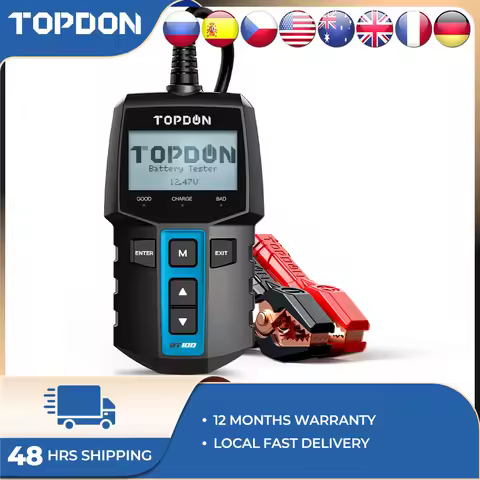 TOPDON BT100 Battery Tester Car Charger Analyzer 12V 2000CCA Voltage Battery Test Car Battery Tester