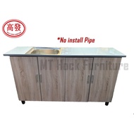 5FT Sink KITCHEN Cabinet 4 Door / KITCHEN Cabinet Tile ToP with Stainless steel Sink Bowl (Ccream color / Dark Color )
