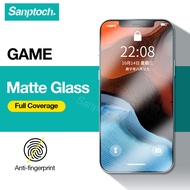 Sanptoch ปกป้องหน้าจอสำหรับผิวด้านสำหรับเกม iPhone 11 / 12 / 13 / 14 Pro Max 13 Mini ป้องกันลายนิ้วมือกระจกนิรภัยสำหรับ iPhone X Xs Max XR 7 8 14 Plus SE 2020ฟิล์มป้องกันคุ้มครองเต็มรูปแบบ