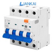 LIANKAI Type B 30mA 63A รั่วRCBO 3P N สำหรับการป้องกันวงจรที่เชื่อถือได้