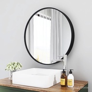 Nordic Bathroom Mirror Punch-Free round Mirror Dressing Mirror Toilet Bathroom Mirror Aluminum Alloy Cosmetic Mirror
