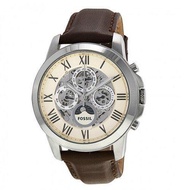 Fossil Grant Automatic Skeletal White Dial Brown Leather Men's Watch (ME3027)
