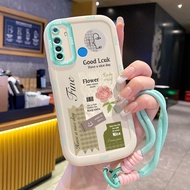 Case For Realme 5 5i 5s 6i C3 C3i Phone Flower Sticker Silicone Strap