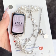 Bling Pearl Watch Strap For Huawei Band 11 pro Strap Metal Huawei Band 11 Strap Diamond Huawei Band 