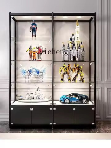 u3 Hand-Made Display Cabinet Made of Glass Model Showcase Lego Transparent Sealed Household with Loc