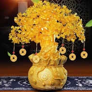 Cuilin Square Jade & Crystal Gallery Yellow Crystal Money Tree Fortune Tree Ornament Crystal Ornamen